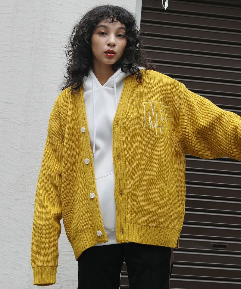 サガラ刺繍ワッペン畔編み ルーズシルエットカーディガン | MSG