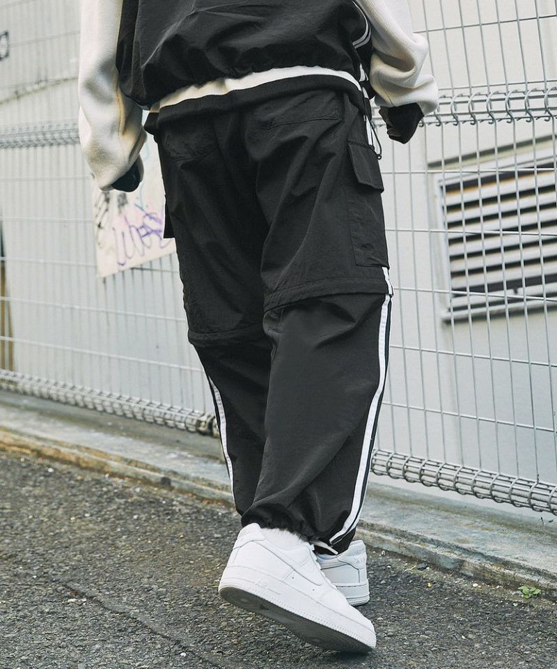 ナイロン2wayワイドカーゴパンツ サイドライン | MSG