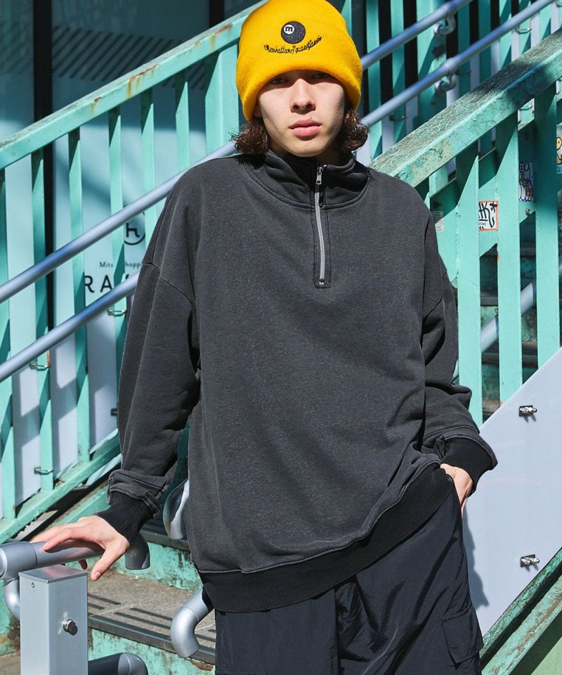 裏毛インディゴ染めハーフZIPプルオーバー | MSG