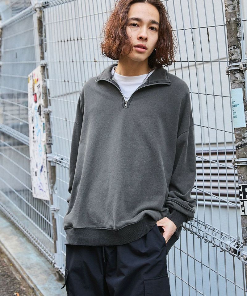 裏毛インディゴ染めハーフZIPプルオーバー | MSG