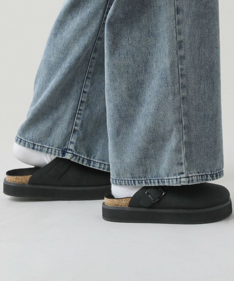 アニュアンス　フェイクスウェードポインテッドトゥミュール　ブラック アニュアンス anuans フェイクスウェードポインテッドトゥミュール