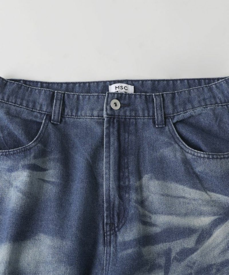 ケミカルハートパッチフリンジバギーデニムパンツ | MSG