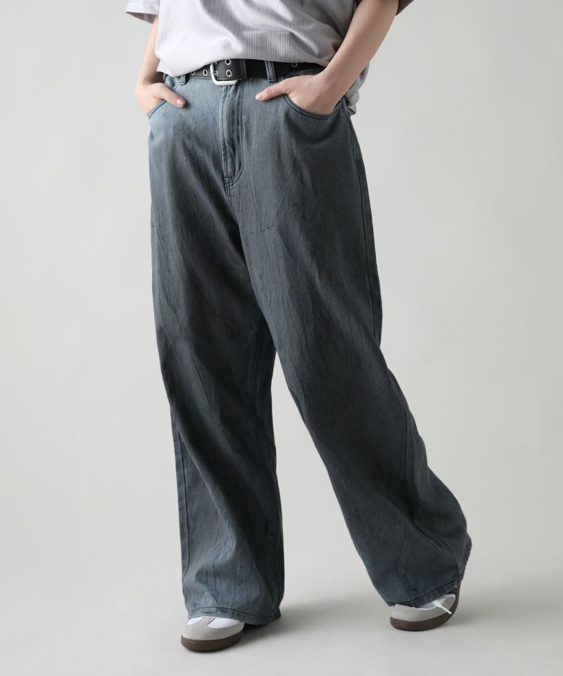 マルチ加工グランジバギーデニムパンツ ペイント加工／ペンキ加工 | MSG