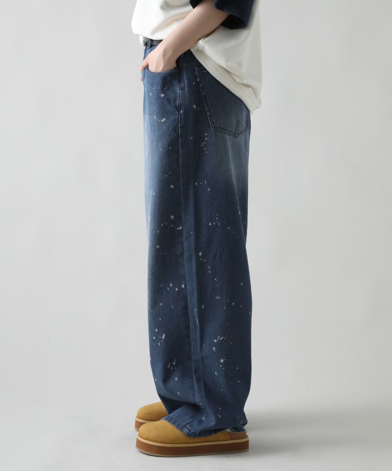 マルチ加工グランジバギーデニムパンツ ペイント加工／ペンキ加工 | MSG