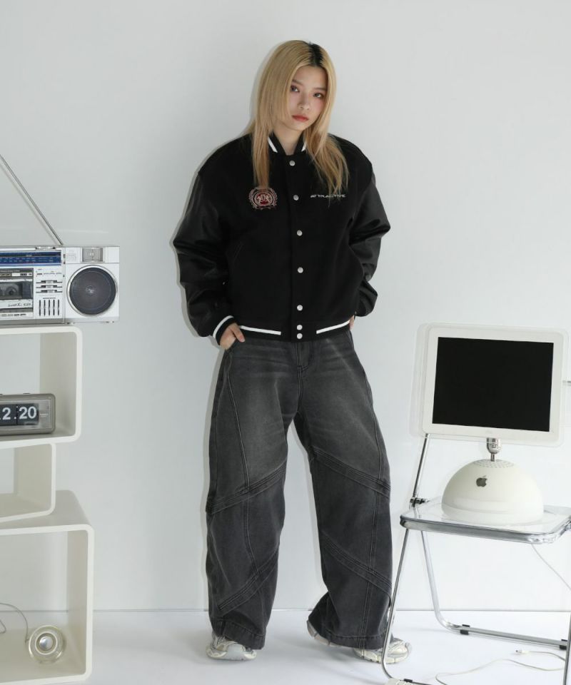 エンブレムロゴメルトンショートブルゾン スタジャン | MSG