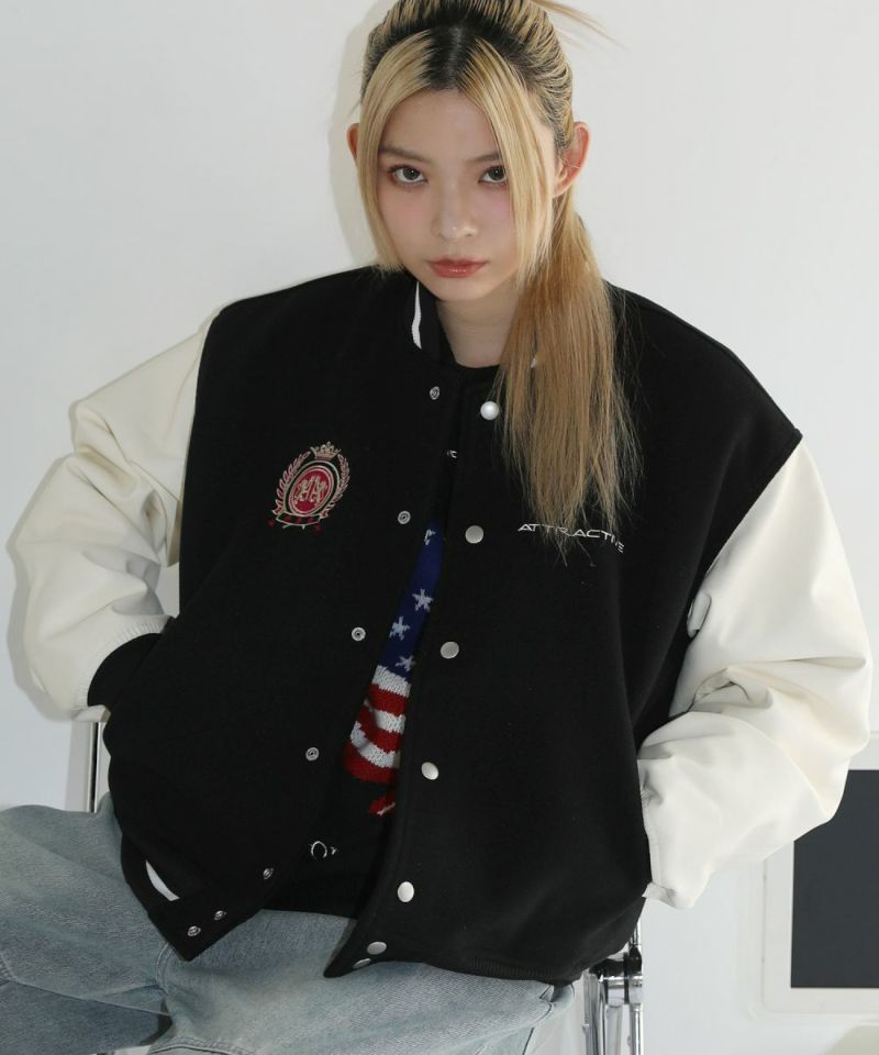 エンブレムロゴメルトンショートブルゾン スタジャン | MSG