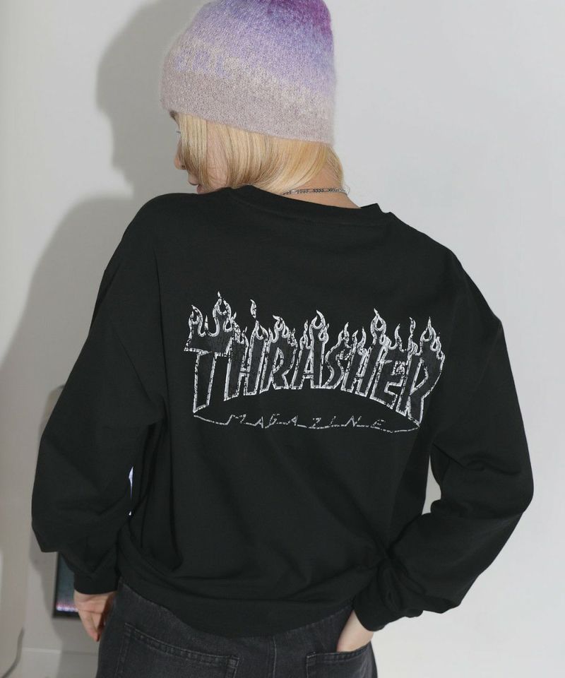 ⭐️美品‼️スラッシャー×ルーディーズコラボ TシャツV Kデザイン スラッシャー 別注 ピグメント風 ワンポイントロゴ クルーネック