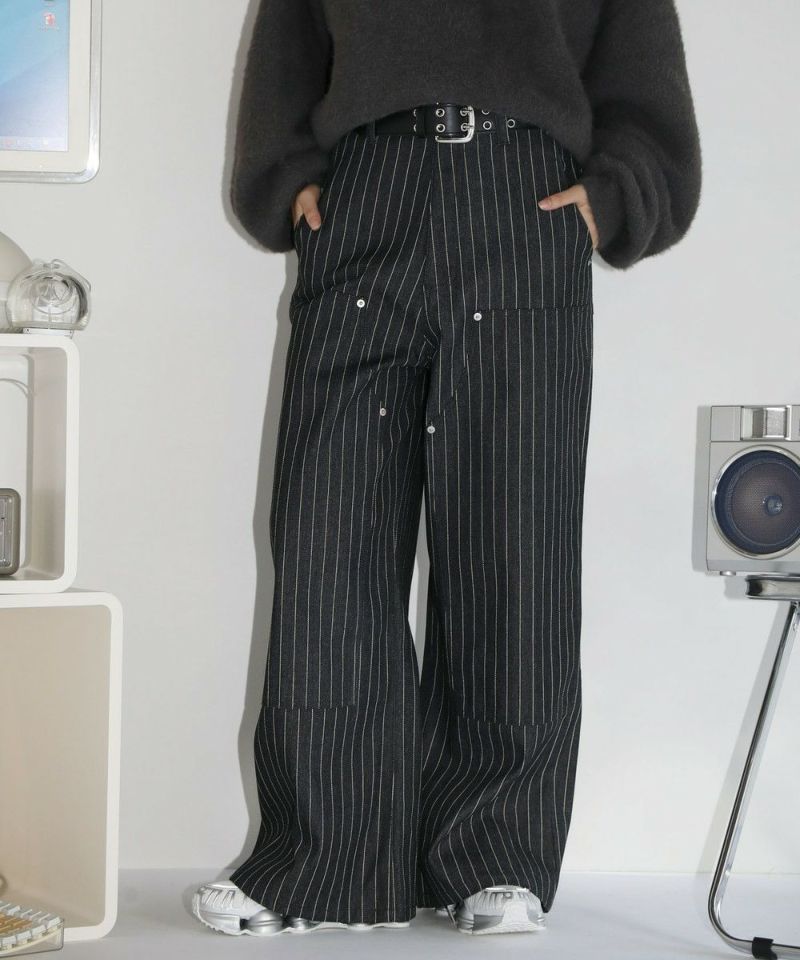 ワイドストレートリベットダブルニーパンツストライプ | MSG
