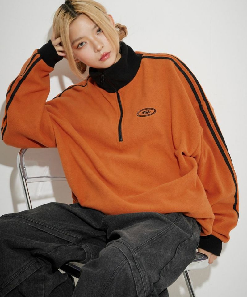 オーバーサイズハーフジップ フリース プルオーバー 配色 ビリヤード