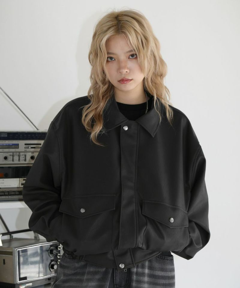 ヴィンテージ加工 PU合皮 A-2ショートブルゾン | MSG