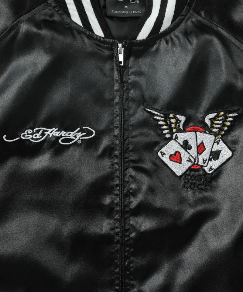 Ed Hardy スカジャン ヴィンテージライクマルチ刺繍ショート