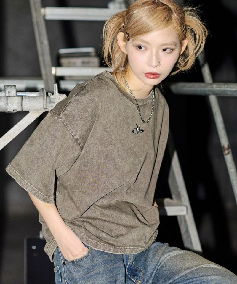 短丈　ボックスシルエット　シャツ tシャツ ヴィンテージライクボックスシルエット短丈プリントT