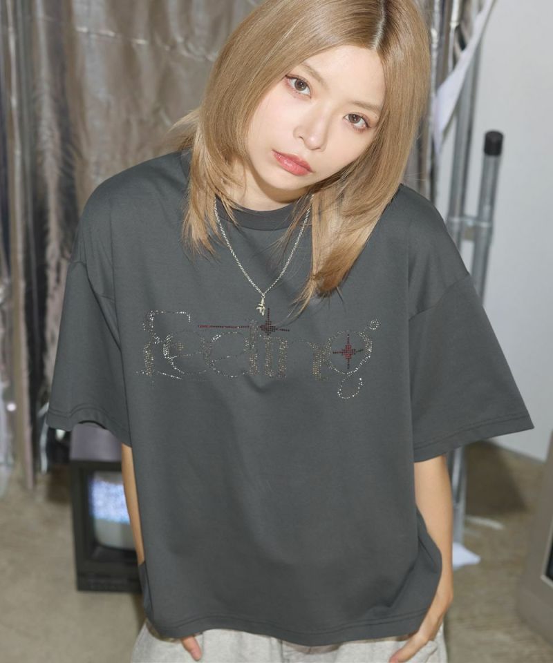 未使用 ネオグランジ ラインストーンギミック タイト短丈Tシャツ ラインストーン デザインTシャツ 9種類[品番：TLKM0001794]｜T