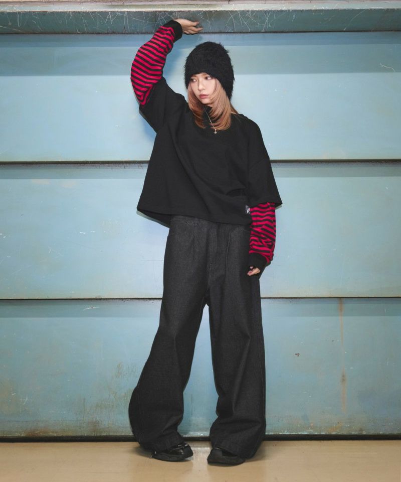 フェイクレイヤードロンT カモフラージュ柄 ボーダー【UNISEX】 | MSG