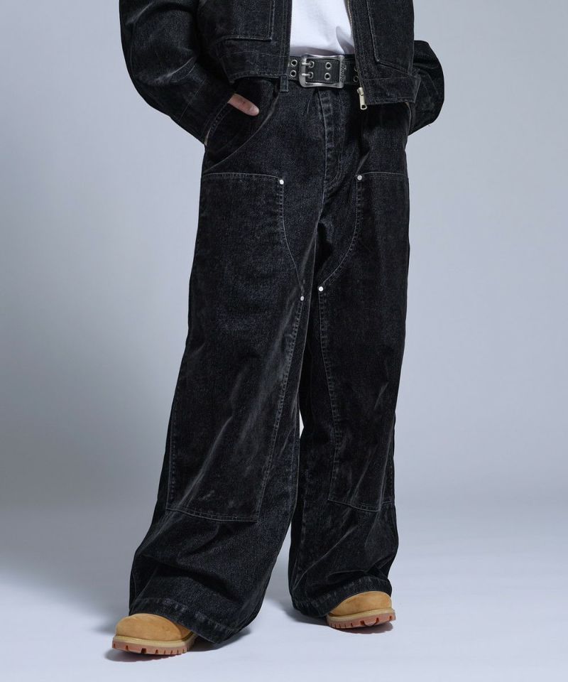 SET-UP着用可能】ベルベットライクペインターダブルニーデニムパンツ | MSG