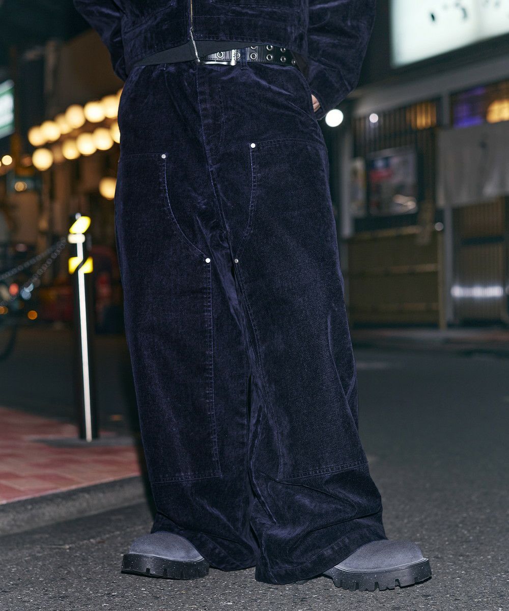 SET-UP着用可能】ベルベットライクペインターダブルニーデニムパンツ | MSG