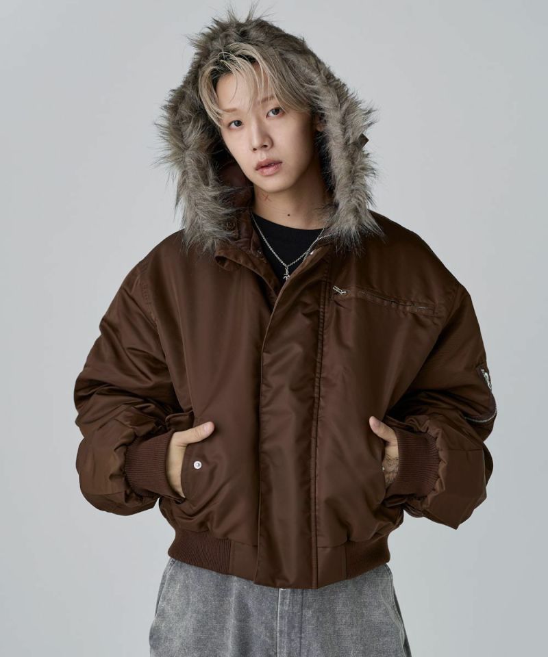 N-2Bフライトミリタリーコンパクト中綿ジャッケット ナイロン/合皮 | MSG