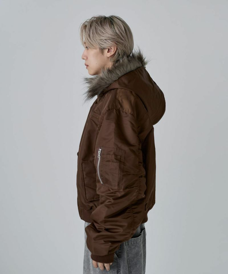 N-2Bフライトミリタリーコンパクト中綿ジャッケット ナイロン/合皮