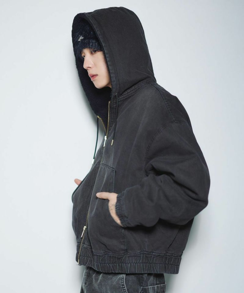 デニム/合皮 裏ボアショートジップアップジャケット ブルゾン【UNISEX
